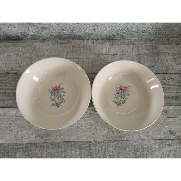 Set Of 2 Vintage Steubenville Fairlane Pottery Bowls Floral 6-Inch USA - Picture 1 of 6